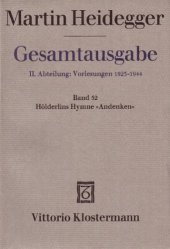 book Hölderlins Hymne "Andenken" (Wintersemester 1941/42)