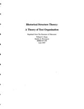 book Rhetorical structure theory: A theory of text organization (ISI reprint series. University of Southern California. Information Sciences Institute)