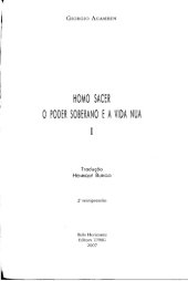 book Homo Sacer: o poder soberano e a vida nua