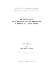 book La Construcció en l'Arquitectura de Barcelona a final del Segle XVIII