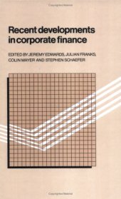 book Recent Developments in Corporate Finance