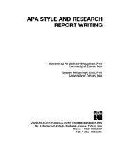 book APA Style and Research Report Writing