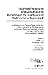 book Advanced Processing and Manufacturing Technologies for Structural and Multifunctional Materials III (Ceramic Engineering and Science Proceedings)