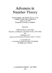 book Advances in number theory: the proceedings of the Third Conference of the Canadian Number Theory Association, August 18-24, 1991, the Queen's University at Kingston