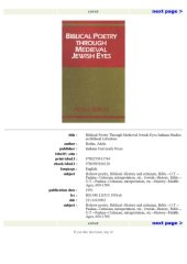 book Biblical Poetry Through Medieval Jewish Eyes (Indiana Studies in Biblical Literature)