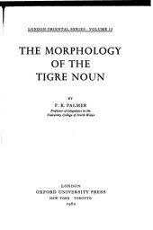 book The Morphology of the Tigre Noun