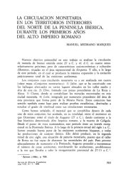 book La circulación monetaria en los territórios interiores del Norte de la Península Ibérica, durante los primeros años del Alto Imperio Romano