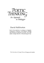 book Poetic Thinking: An Approach to Heidegger