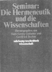 book Seminar: Die Hermeneutik und die Wissenschaften (suhrkamp taschenbuch wissenschaft)