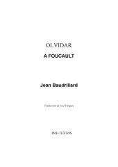 book Olvidar a Foucault (Spanish Edition)