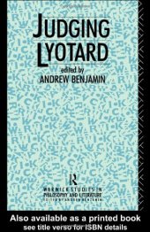 book Judging Lyotard (Warwick Studies in Philosophy and Literature)