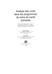 book Analyse des coûts dans les programmes de soins de santé primaires : manuel de formation à l'usage des responsables de programmes