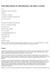 book Foundations in Sociology of Education