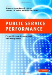 book Public Service Performance: Perspectives on Measurement and Management