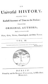 book An Universal History from the Earliest Account of Time to the Present - 1744 - Folio Edition - Volume Three