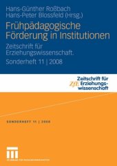 book Frühpädagogische Förderung in Institutionen (Zeitschrift für Erziehungswissenschaft, Sonderheft 11   2008)