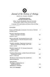 book Journal of the History of Biology, Vol. 3, No. 1