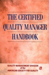 book The Certified Quality Manager Handbook With Supplemental Section (Asq)