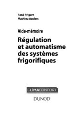 book Aide-mémoire  Régulation  et automatisme  des systèmes  frigorifiques