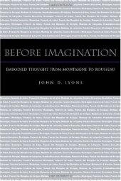 book Before Imagination: Embodied Thought from Montaigne to Rousseau