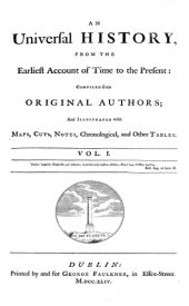 book An Universal History from the Earliest Account of Time to the Present - 1744 - Folio Edition - Volume One