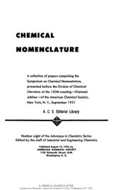 book Chemical Nomenclature (Advances in Chemistry Series 008)