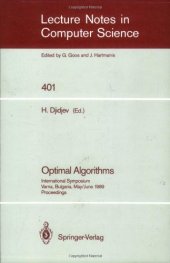 book Optimal Algorithms: International Symposium Varna, Bulgaria, May 29–June 2, 1989 Proceedings