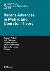 book Recent advances in matrix and operator theory