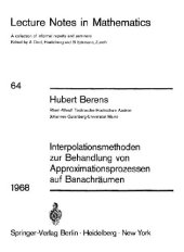 book Interpolationsmethoden Zur Behandlung Von Approximationsprozessen Auf Banachrumen