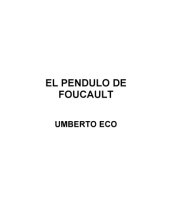 book El Pendulo De Foucault