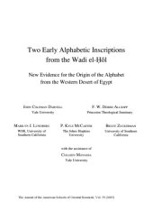 book Two Early Alphabetic Inscriptions from the Wadi el-Ḥôl: New Evidence for the Origin of the Alphabet from the Western Desert of Egypt