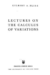 book Lectures on the Calculus of Variations