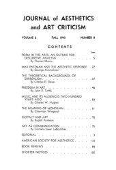 book The Journal of Aesthetics and Art Criticism, Vol. 2, No. 8 (Autumn, 1943)