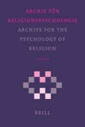 book Archive for the Psychology of Religion - Archiv für Religionspsychologie (English - German Edition)