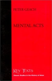 book Geach, Mental Acts: Their Content and Their Objects