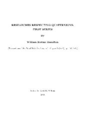 book Researches REspecting Quaternions: First Series