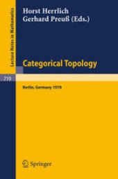 book Categorical Topology: Proceedings of the International Conference, Berlin, August 27th to September 2nd, 1978