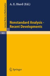 book Nonstandard Analysis-Recent Developments