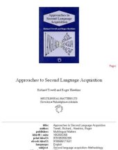 book Approaches to Second Language Acquisition