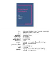 book Dialect and Education: Some European Perspectives (Multilingual Matters, 53)