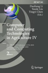 book Computer and Computing Technologies in Agriculture IV: 4th IFIP TC 12 Conference, CCTA 2010, Nanchang, China, October 22-25, 2010, Selected Papers, Part II