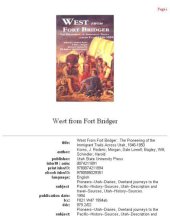 book West from Fort Bridger: The Pioneering of Immigrant Trails Across Utah, 1846-1850