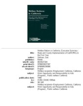 book Welfare Reform in California: State and Country Implementation of CalWORKs in the First Year--Executive Summary