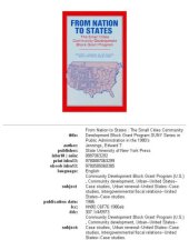 book From Nation to States: The Small Cities Community Development Block Grant Program