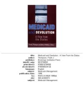 book Medicaid and Devolution: A View from the States