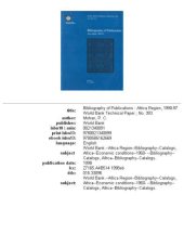 book Bibliography of Publications: Africa Region, 1990-97 (World Bank Technical Paper)