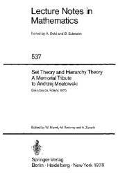 book Set Theory and Hierarchy Theory A Memorial Tribute to Andrzej Mostowski