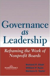 book Governance as Leadership: Reframing the Work of Nonprofit Boards