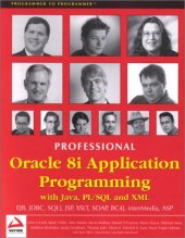 book Professional Oracle 8i Application Programming with Java, PL SQL and XML