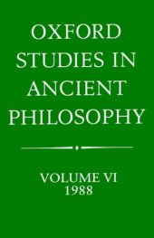 book Oxford Studies in Ancient Philosophy: Volume VI